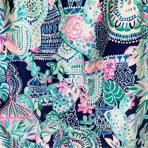 Lilly Pulitzer | Kathie Dress Lookin Sharp Flutter Sleeves V-neck Blue Size 0 - Picture 5 of 8